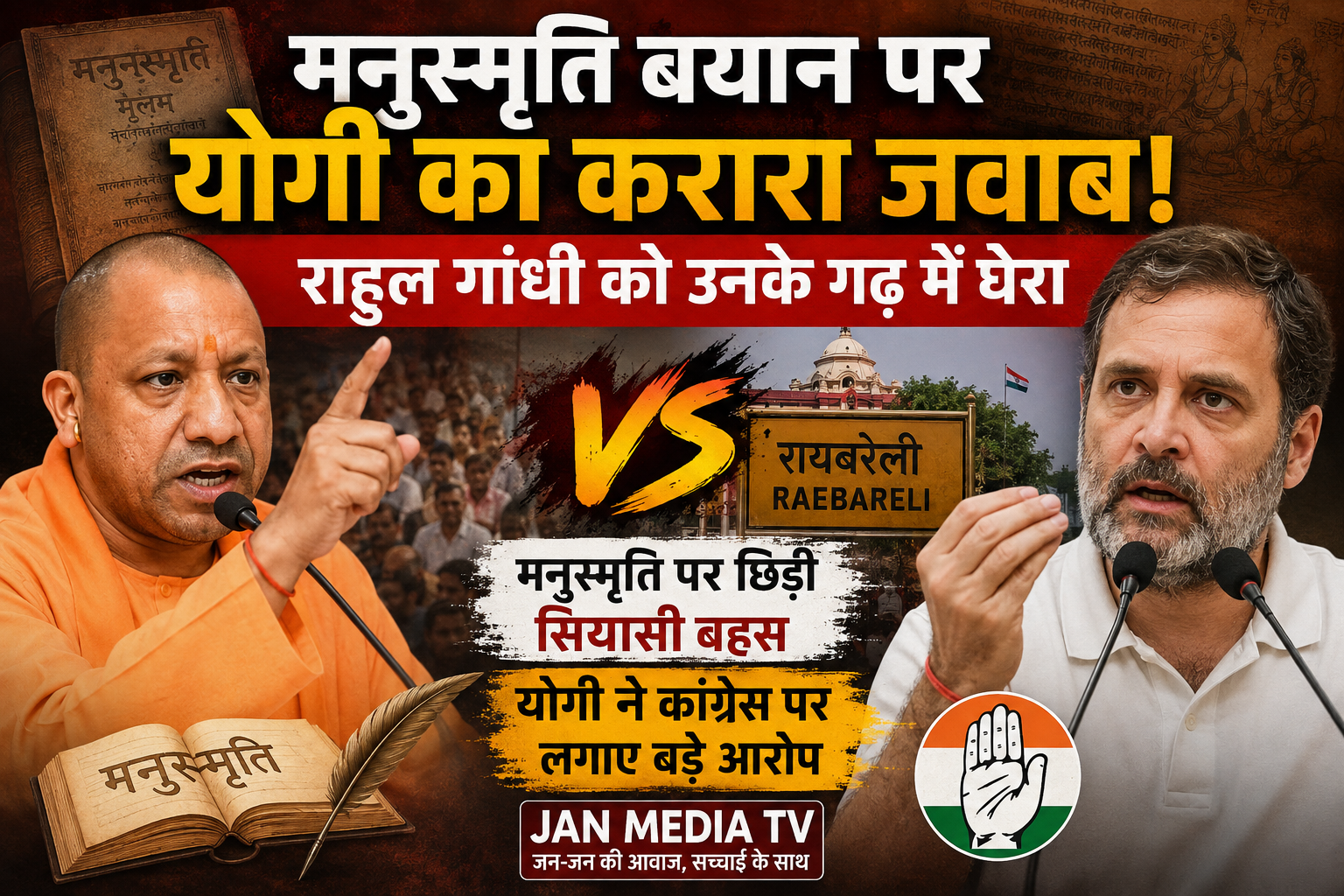 मनुस्मृति बयान पर योगी आदित्यनाथ का राहुल गांधी को करारा जवाब, रायबरेली में सियासी घमासान